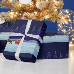 Papel De Presente Papais noeis na Noite de Natal