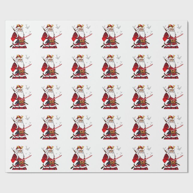 Papel De Presente Papais noeis Natal Papai Noel Art Japonês Samurai (Aberto)