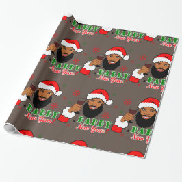 Papel De Presente Papais noeis Negros Pai Natal Ano Novo