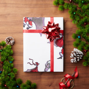 Papel De Presente Papais noeis Papel branco brilhante revestido por