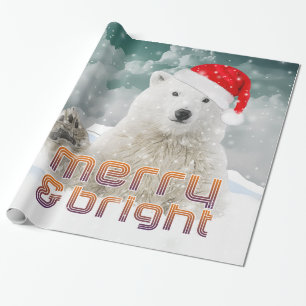Papel De Presente Papais noeis Polar Bear Papel de enrolamento de