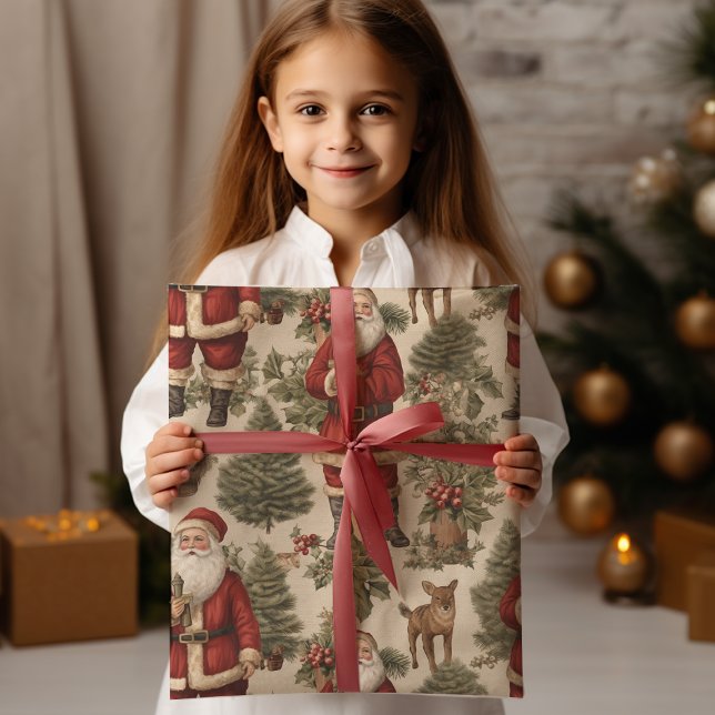 Papel De Presente Papais noeis Retroativos Vintage (Criador carregado)