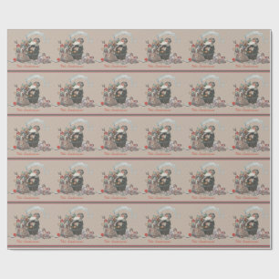 Papel De Presente Papais noeis Russos de Natal Tan Vintage