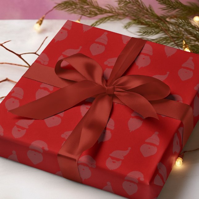 Papel De Presente Papais noeis Silhouette Modern Monotone Red Christ (Criador carregado)