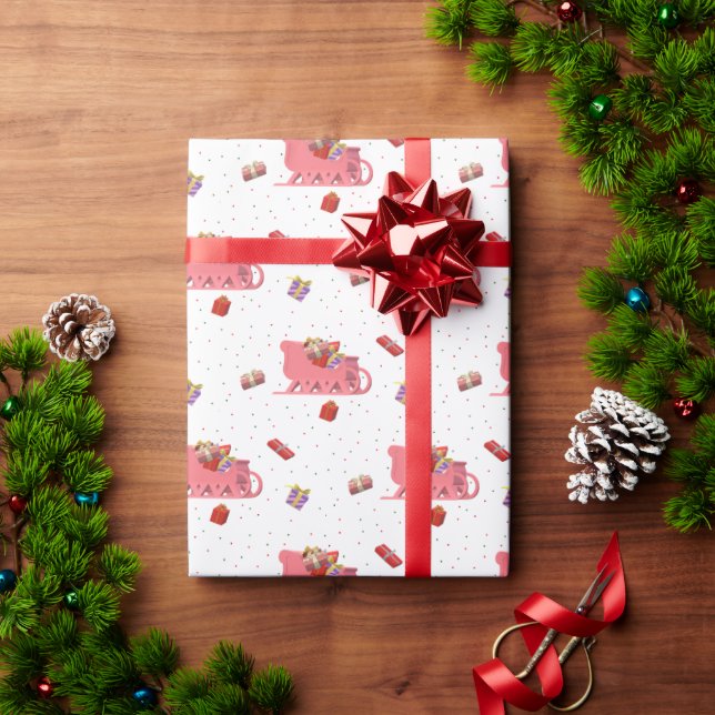 Papel De Presente Papais noeis Sleigh (Presente de Natal)