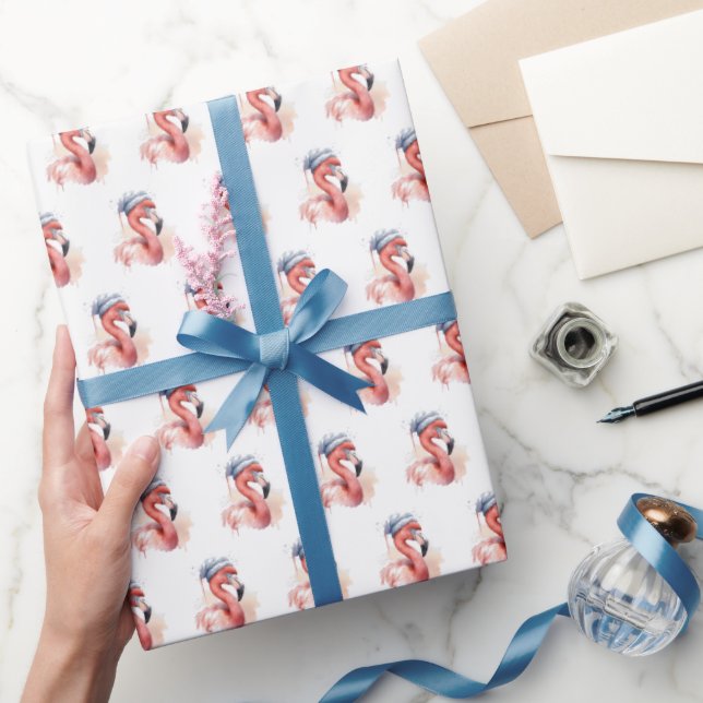 Papel De Presente Papais noeis Snowbird Flamingo (Presentear)