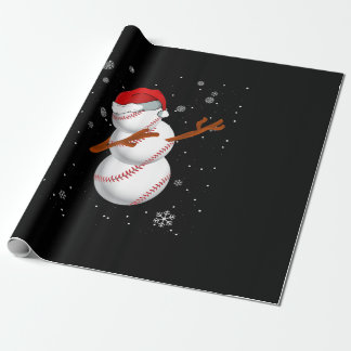 Papel De Presente Papais noeis Snowman Baseball Dabbing Heart