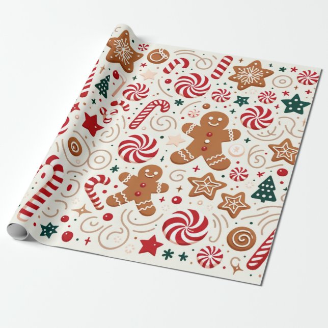 Papel De Presente Papais noeis Sweets (Desenrolado)