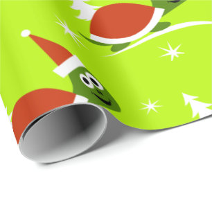 Papel De Presente Papais noeis Tartarugas Crianças de Natal