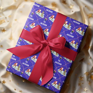 Papel De Presente Papais noeis Tocando O Natal Do Hóquei No Gelo Per