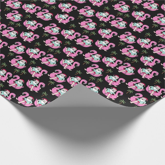 Papel De Presente Papais noeis tropicais Flamingo Float Black (Ponta)