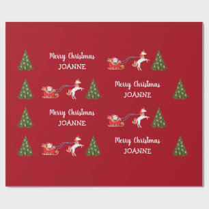 Papel De Presente Papais noeis Unicórn bonitos Nome Personalizado N