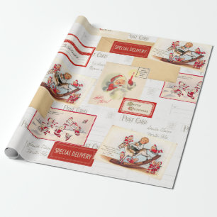 Papel De Presente Papais noeis Vintage Papel de embalagem de cartão-
