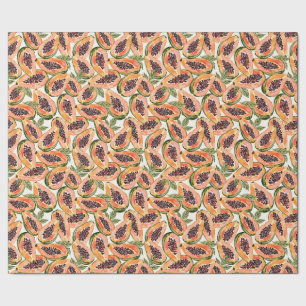 Papel De Presente Papaya Fruta Watercolor