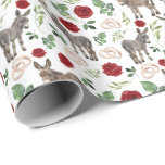 Papel De Presente Papéis de enfeite de Rosa vermelha<br><div class="desc">Papéis de Invasão de Casamento de Donkeys e Rosa vermelha. A cor do papel é branca. Disponível em várias cores,  tamanhos e dois acabamentos. www.hotpocketgraphics.com</div>