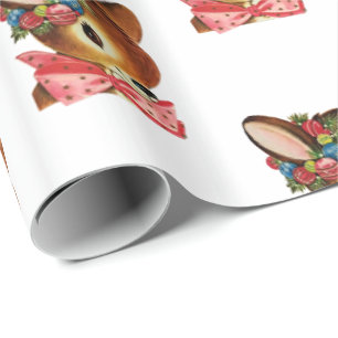 Papel De Presente Papel Adorável de Moldagem de Veados de Natal Retr