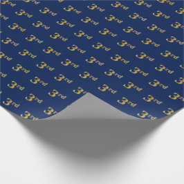 Papel De Presente Papel Azul, Faux Dourado 3rd (Third) Event Wraping