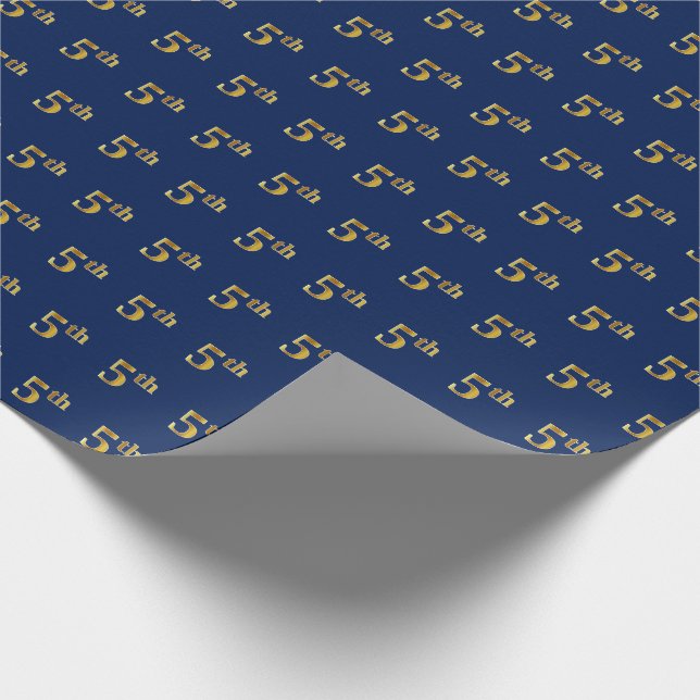 Papel De Presente Papel Azul, Faux Dourado 5 (quinto) de enrolamento (Ponta)