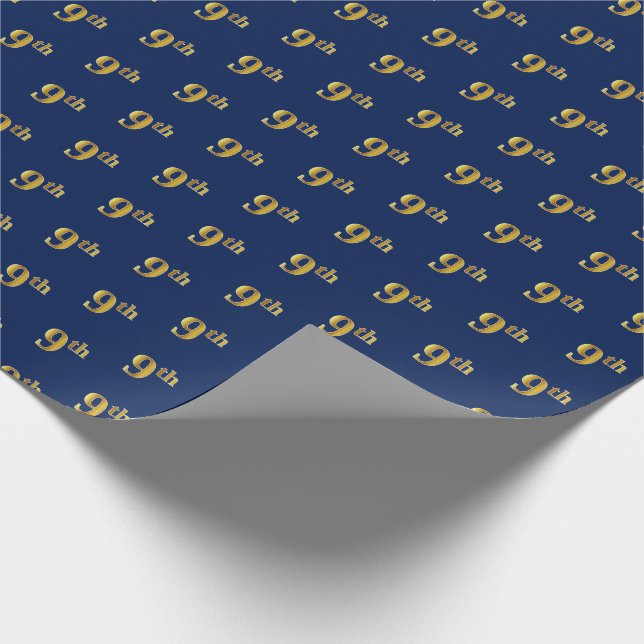 Papel De Presente Papel Azul, Faux Dourado 9º (Nono) (Ponta)
