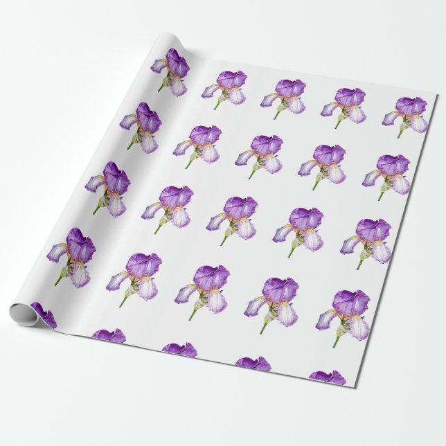 Papel De Presente Papel Brilhante De Moldagem De Padrão Iris Roxo (Desenrolado)