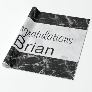 Papel De Presente Papel brilhante, mármore preto e branco