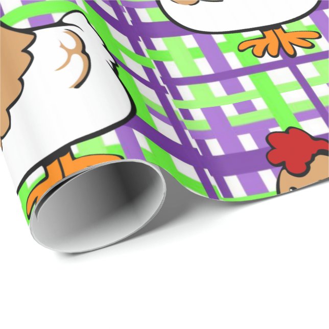 Papel De Presente Papel Brilhante Papel Picado Xadrez amarela púrpur (Ponta do rolo)