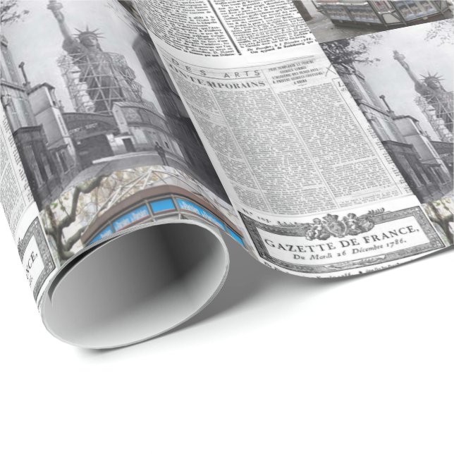 Papel De Presente Papel Brilhante Paris França (Ponta do rolo)