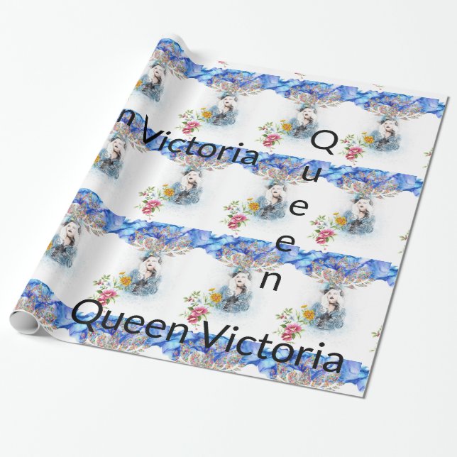 Papel De Presente Papel Brilhante, Rainha Vitoriana Floral (Desenrolado)