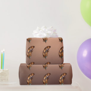 Papel De Presente Papel colorido de cobre brilhante Penas Douradas c