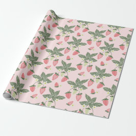 Papel De Presente Papel cor-de-rosa e verde para os campos de morang