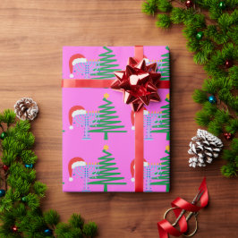 Papel De Presente Papel Cor-de-rosa que enrola Chrismukkah