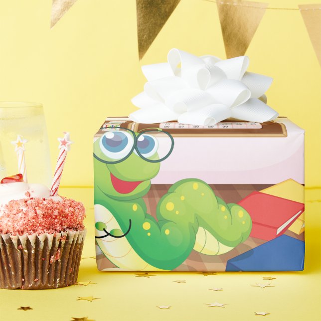 Papel De Presente Papel De Embalagem De Bookworm Em Classe (Criador carregado)