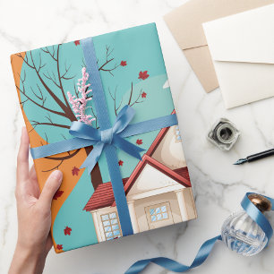 Papel De Presente Papel De Embalagem De Casa No Outono