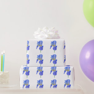 Papel De Presente Papel De Embalagem De Flor Iris Iris Azul De Aquar