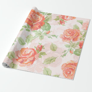 Papel De Presente Papel de embalagem floral de rosa floral cor de la