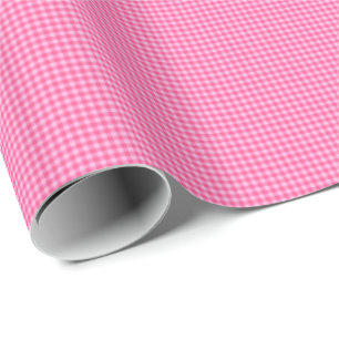 Papel De Presente PAPEL DE EMBALAGEM Gingham-GIFT-GIFT Pink-White
