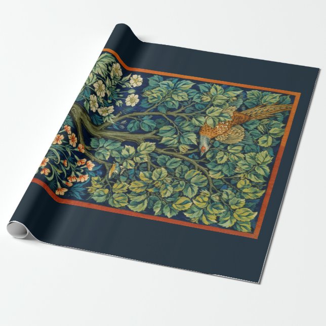 PAPEL DE PRESENTE PAPEL DE EMBALAGEM: WILLIAM MORRIS : FEASANT (Desenrolado)