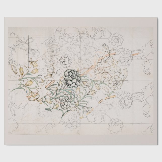 PAPEL DE PRESENTE PAPEL DE EMBALAGEM: WILLIAM MORRIS : WILD TULIP (Aberto)