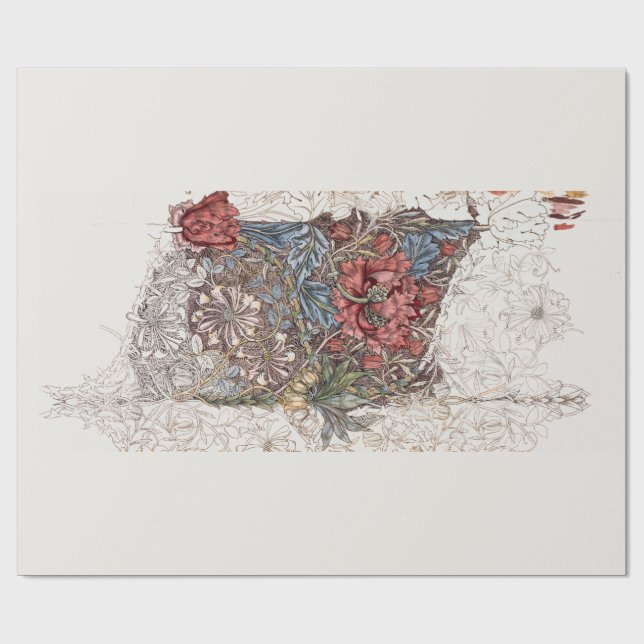 PAPEL DE PRESENTE PAPEL DE EMBALAGEM: WILLIAM MORRISE : HONEYSUCKLE (Aberto)