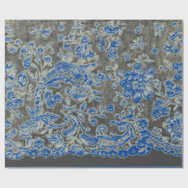 Papel De Presente Papel de emblema ANTICO LACE PRETO E AZUL GIFT