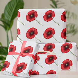Papel De Presente Papel de emblema vermelho e branco, padrão das flo