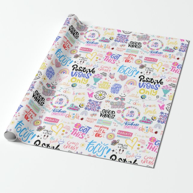 Papel De Presente Papel de embrulhamento de afirmações positivas (Desenrolado)
