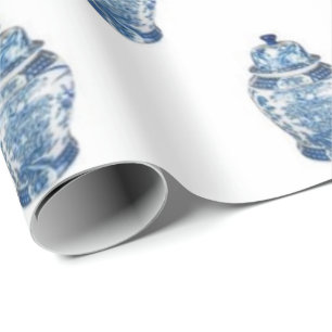 Papel De Presente Papel de embrulhamento de jares de gengibre azul