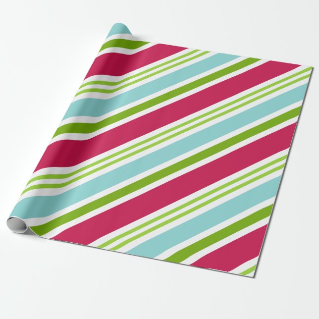 Papel De Presente Papel de embrulhamento de natal Aqua Stripe (Desenrolado)