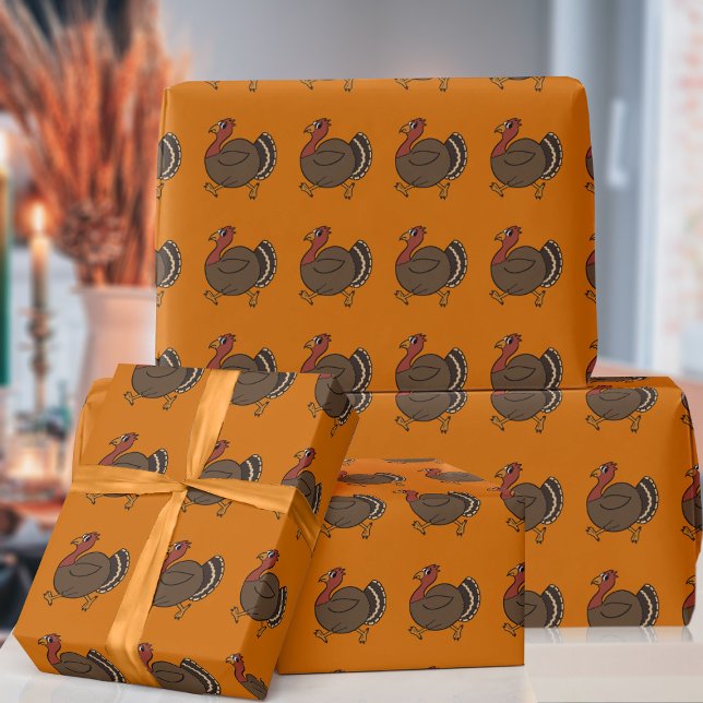 Papel De Presente Papel de embrulhamento de padrão na Turquia, Ação  (Lots of turkeys trotting along this wrapping paper!)