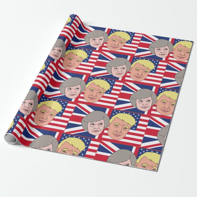 Papel De Presente Papel de embrulhamento de trump e Theresa (Desenrolado)