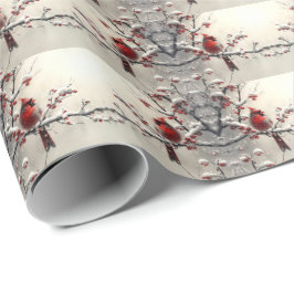 Papel De Presente Papel de embrulhamento do cardeal vermelho natalin