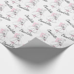 Papel De Presente Papel de embrulhamento do nome cor-de-rosa da moda<br><div class="desc">Um design do século do Médio com um toque retrorreflector com desenhos de uma noiva em rosa e branco sobre fundo branco. Inspirados em padrões de vestidos e ilustrações de moda dos anos 50 e 60. Um design personalizável para você personalizar com seu próprio texto, imagens e ideias. Uma imagem...</div>