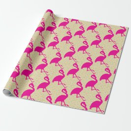 Papel De Presente Papel de embrulhamento Flamingo Dourado, rosa-quen