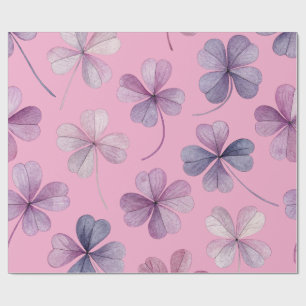 Papel De Presente “Papel de embrulho 30x60 – Trevo Rosa e Roxo”